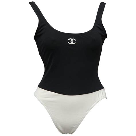 chanel black and white swimsuit